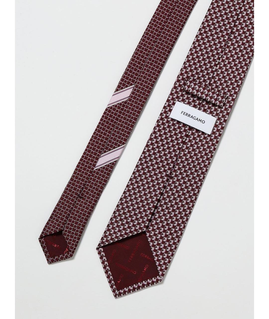 FERRAGAMO Бордовый шелковый галстук, фото 2