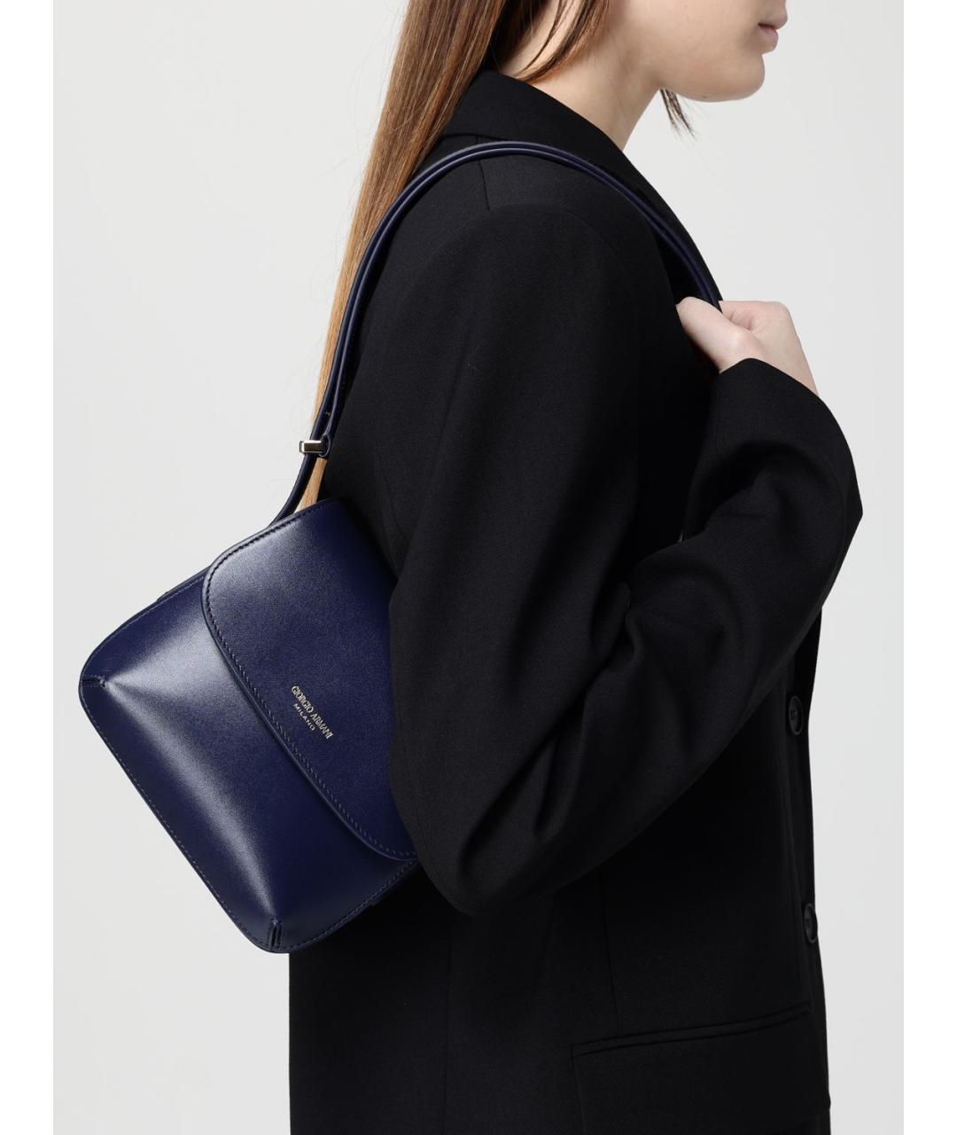 GIORGIO ARMANI Синяя кожаная сумка через плечо, фото 2