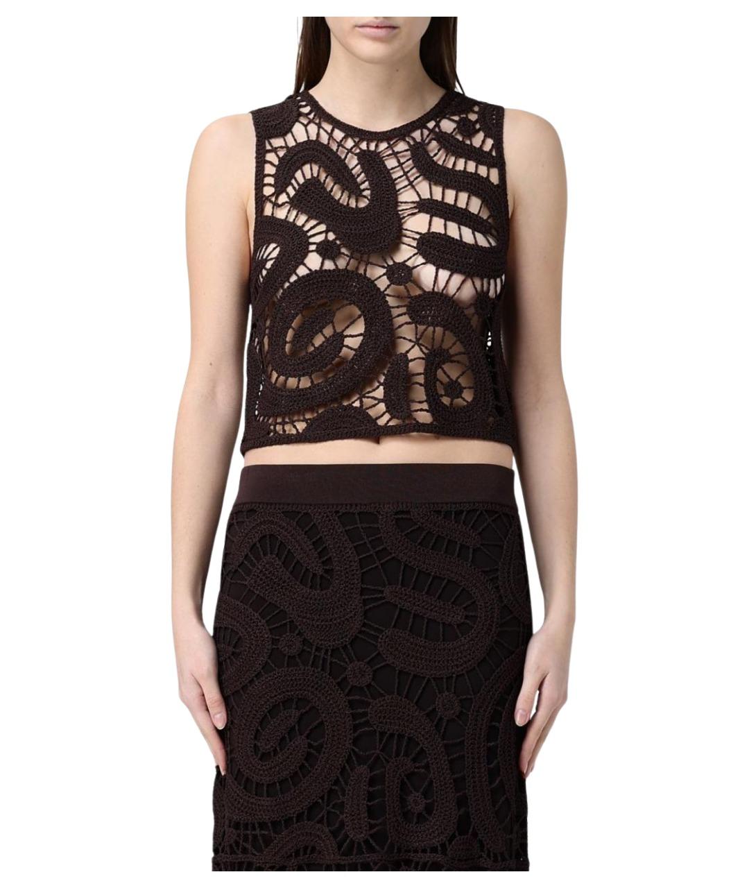 PINKO Коричневая вискозная майка, фото 1