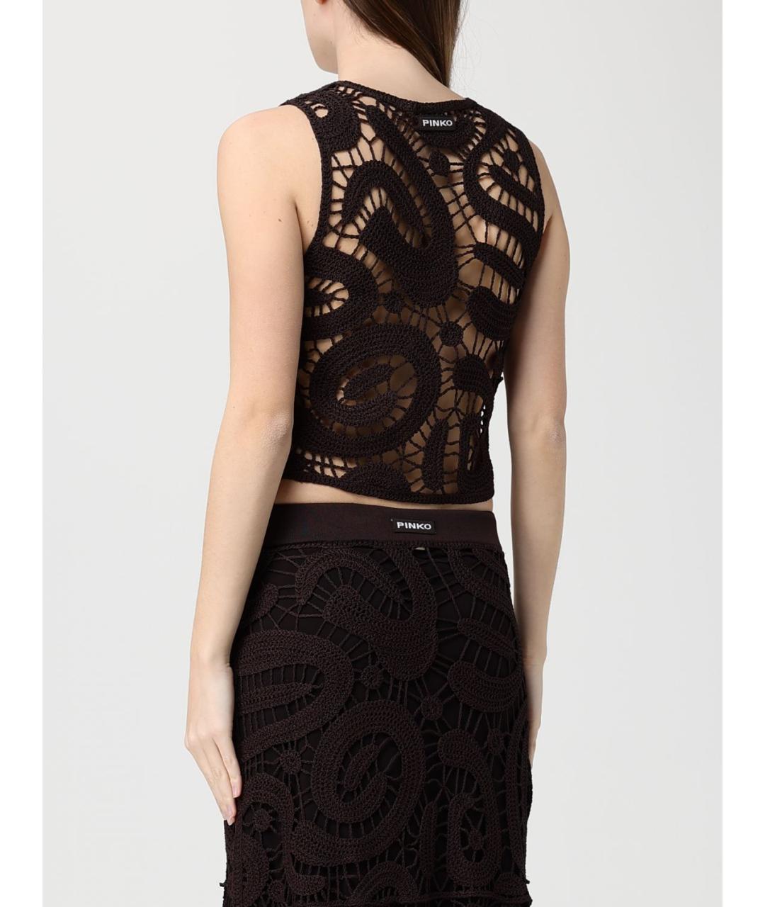 PINKO Коричневая вискозная майка, фото 2