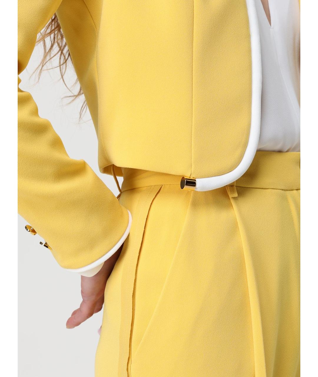 ELISABETTA FRANCHI Желтый полиэстеровый жакет/пиджак, фото 4