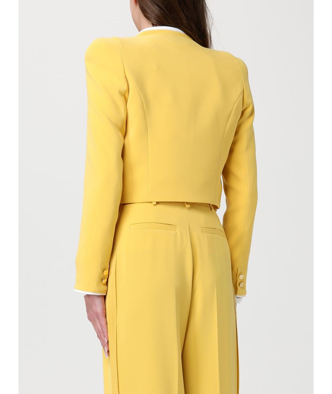 ELISABETTA FRANCHI Желтый полиэстеровый жакет/пиджак, фото 3