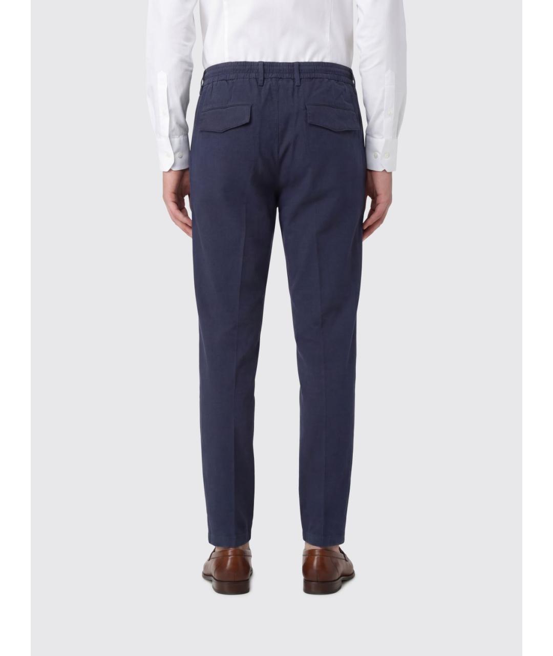 ELEVENTY Синие хлопковые повседневные брюки, фото 2