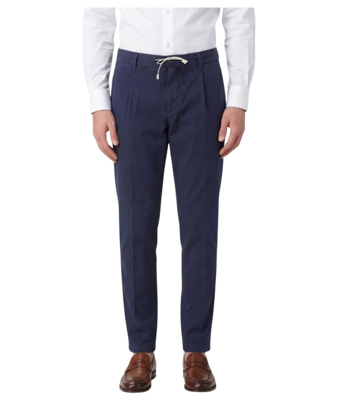 ELEVENTY Синие хлопковые повседневные брюки, фото 1