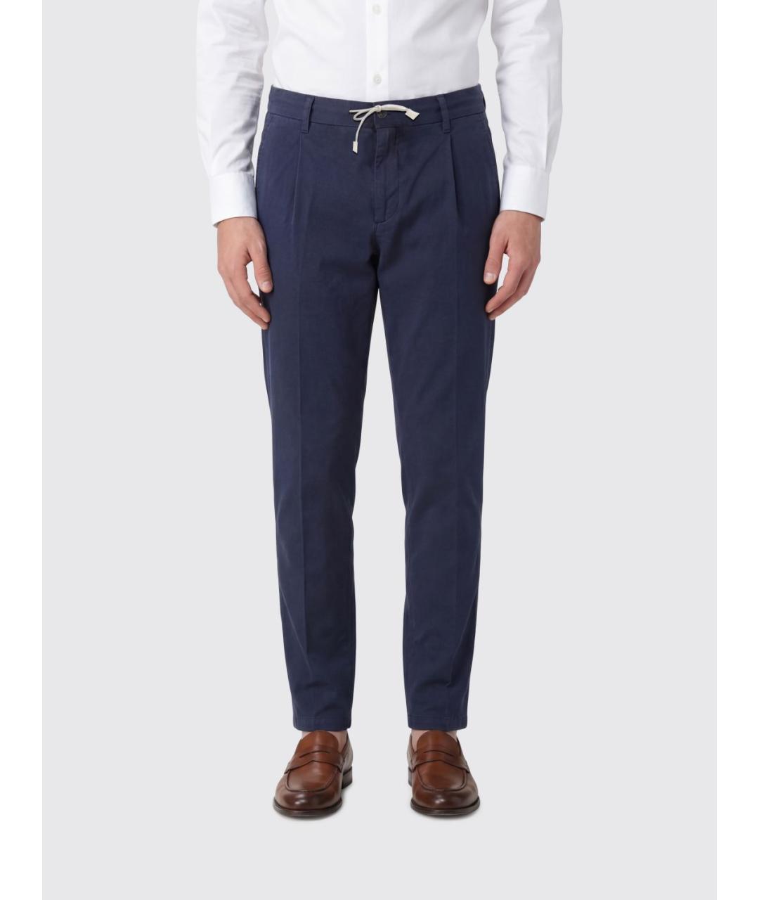 ELEVENTY Синие хлопковые повседневные брюки, фото 3