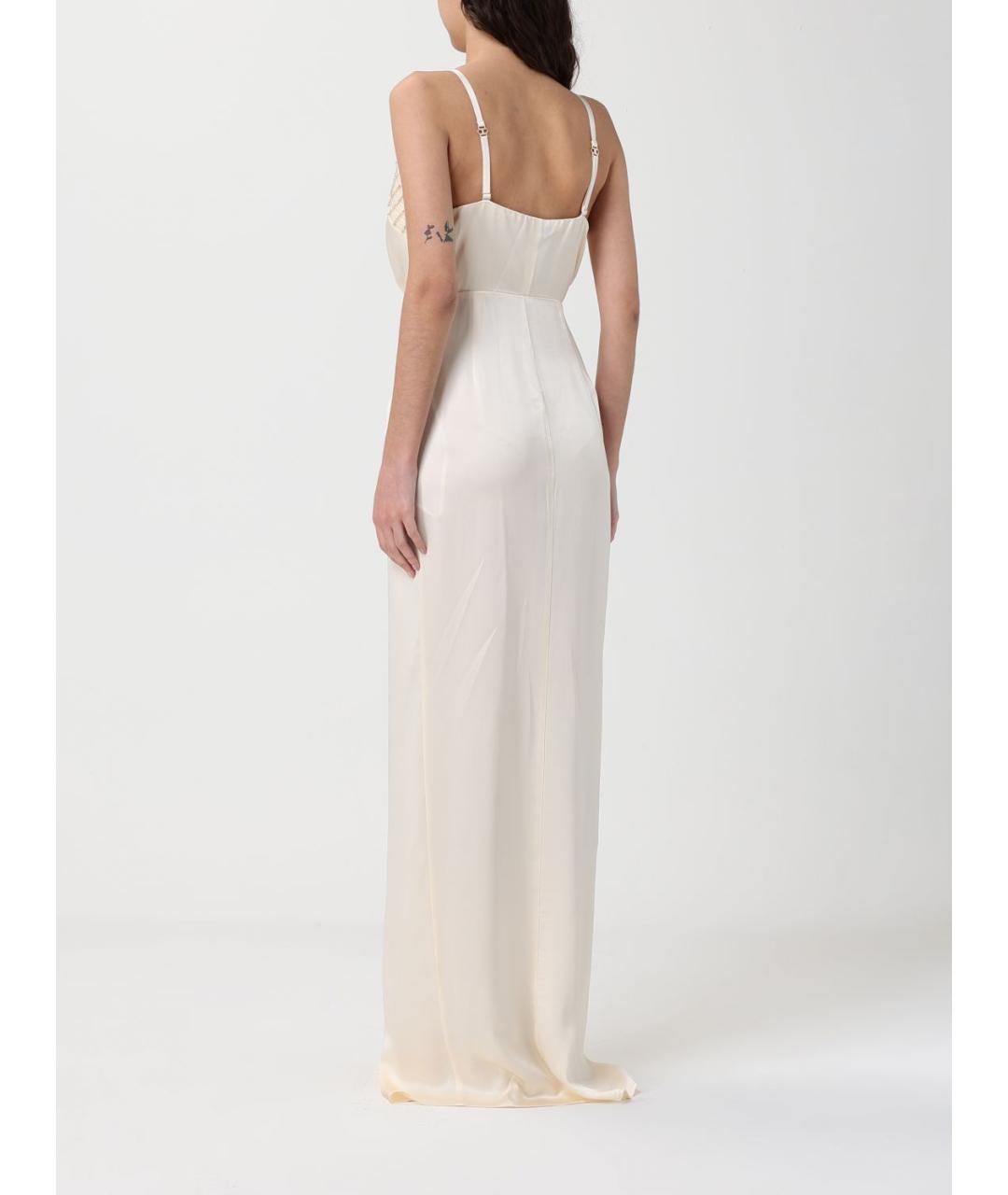 ELISABETTA FRANCHI Бежевое ацетатное вечернее платье, фото 2