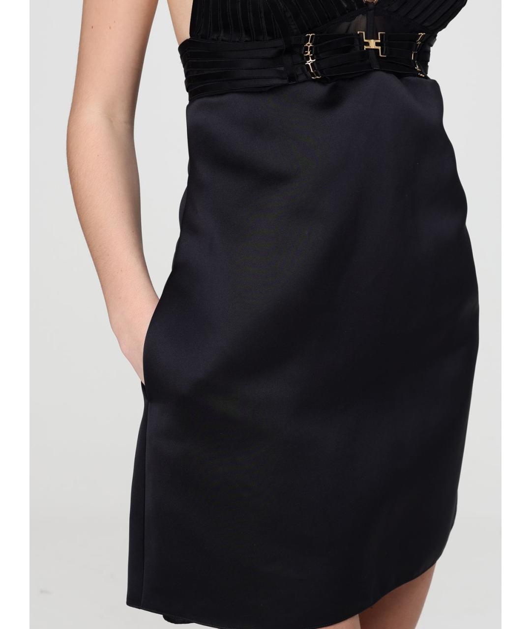 ELISABETTA FRANCHI Черное полиэстеровое коктейльное платье, фото 3