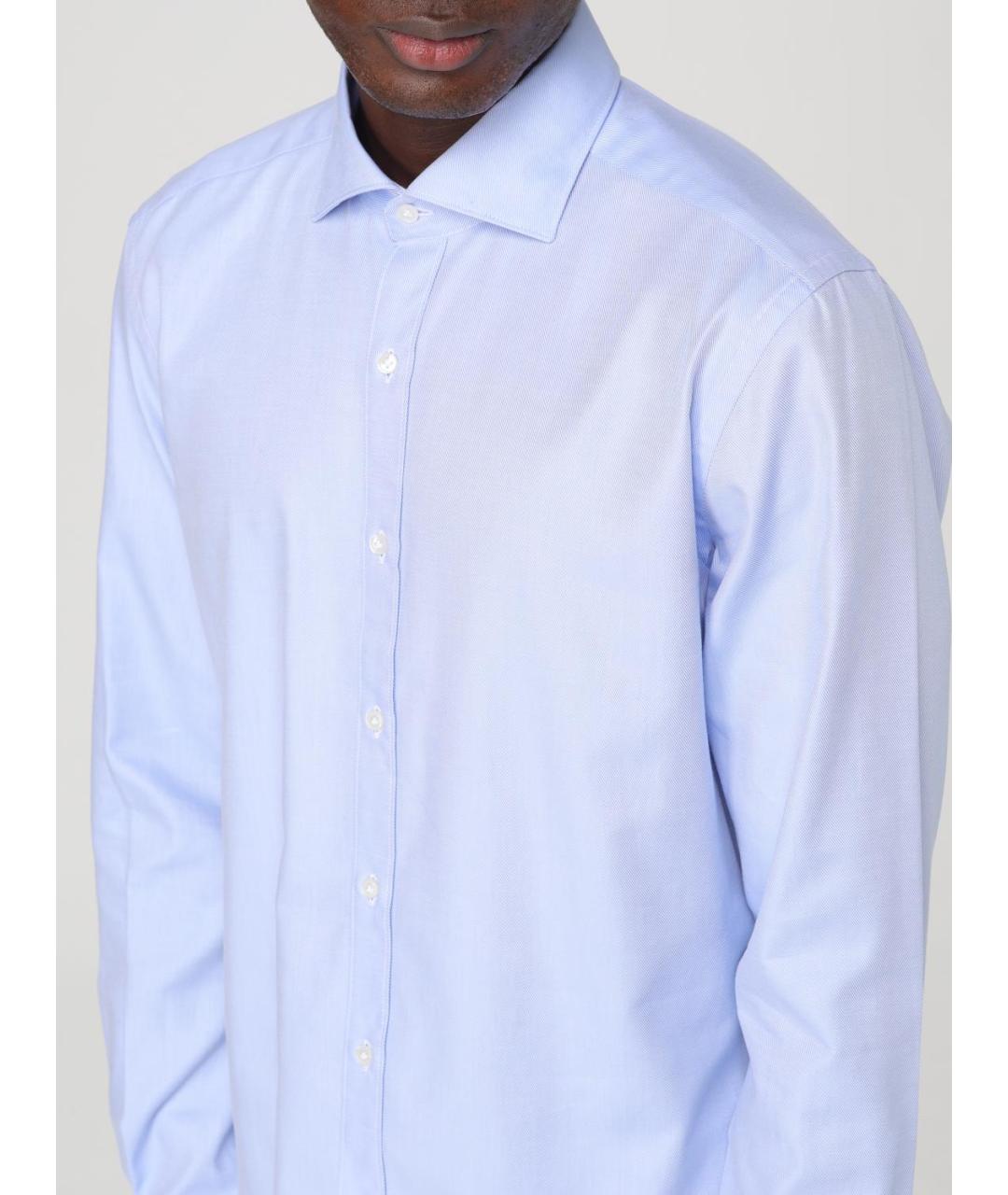 FAY Голубая хлопковая кэжуал рубашка, фото 3