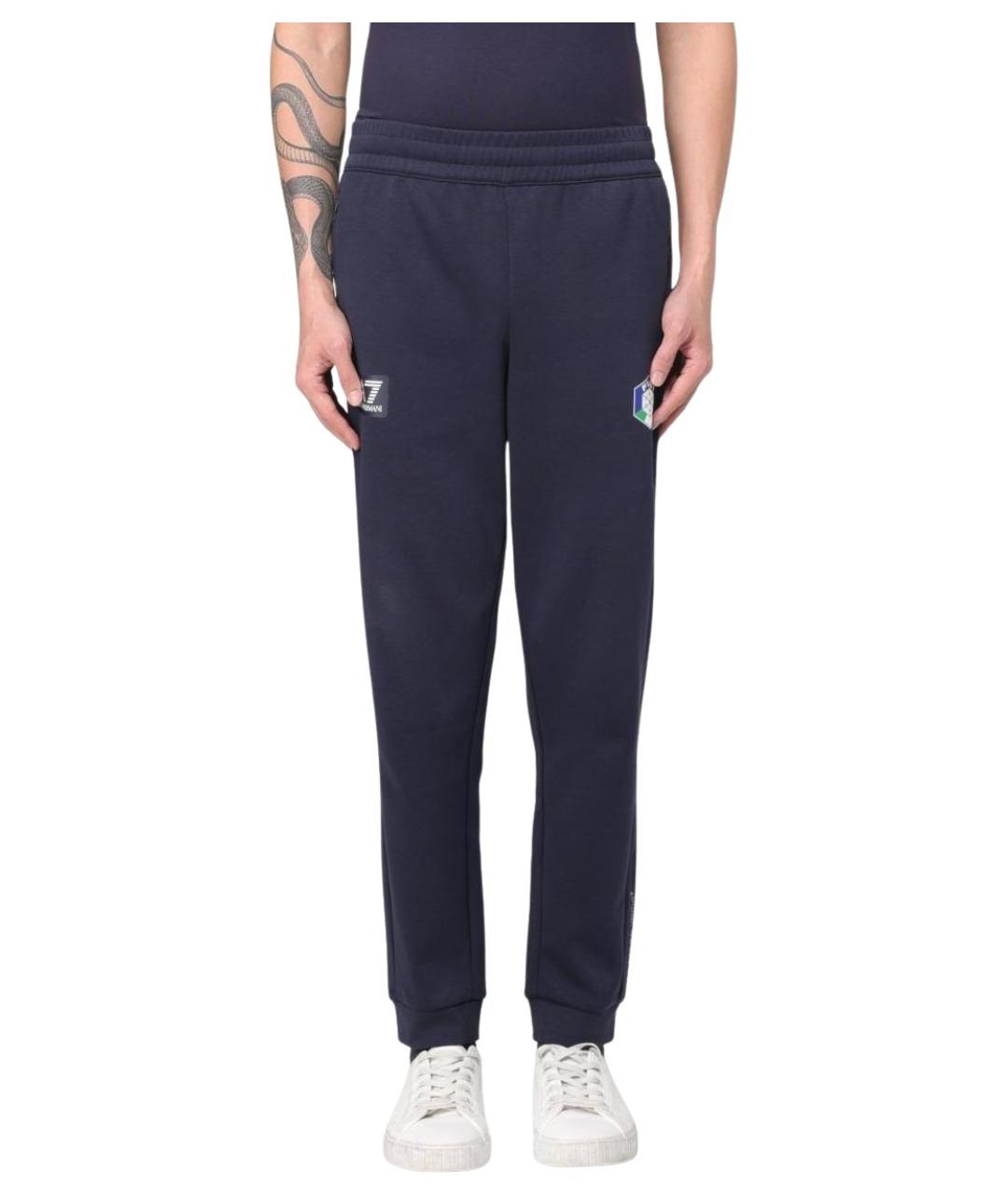 EA7 Синие хлопковые повседневные брюки, фото 1