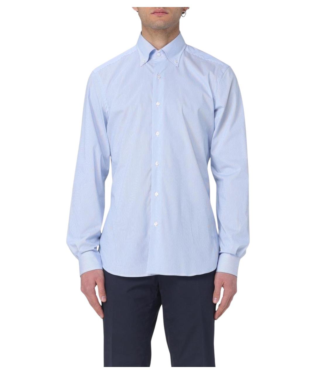 FAY Голубая хлопковая кэжуал рубашка, фото 1