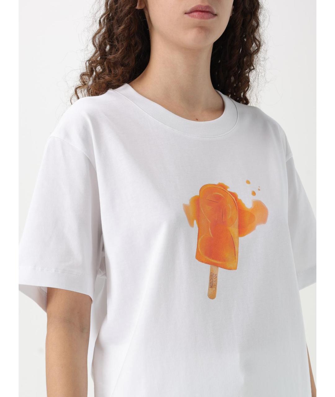 MOSCHINO JEANS Белая хлопковая футболка, фото 4