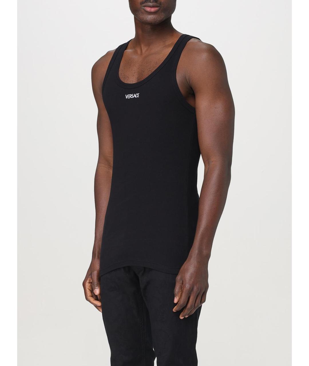 VERSACE Черная хлопковая майка, фото 4