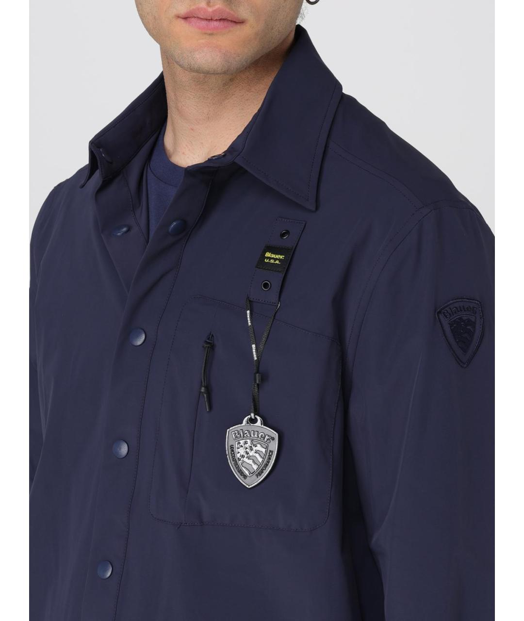 BLAUER Синяя полиэстеровая куртка, фото 4