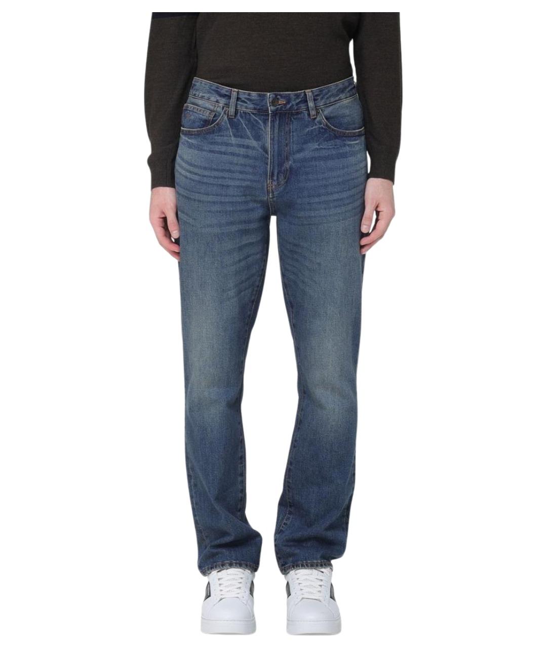 ARMANI EXCHANGE Синие хлопковые прямые джинсы, фото 1