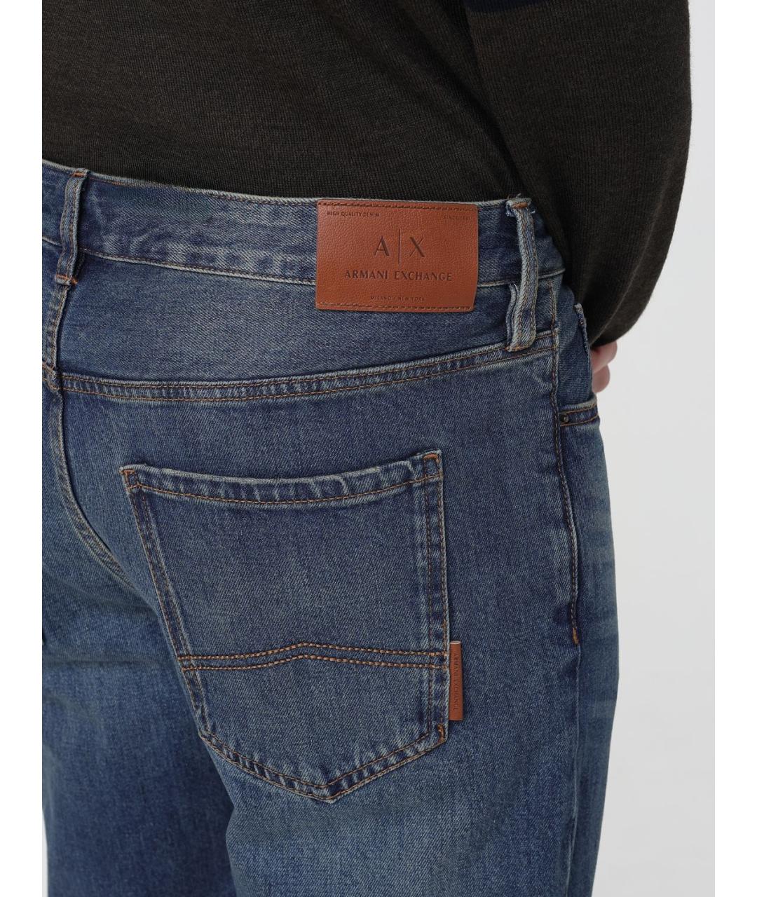 ARMANI EXCHANGE Синие хлопковые прямые джинсы, фото 3