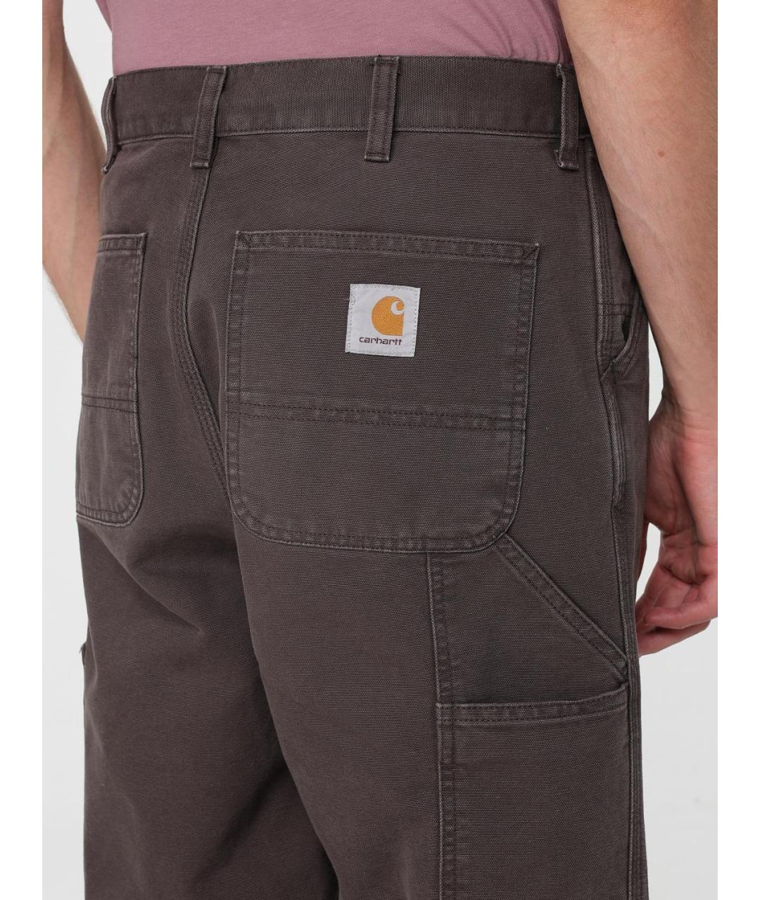 CARHARTT WIP Коричневые хлопковые повседневные брюки, фото 4