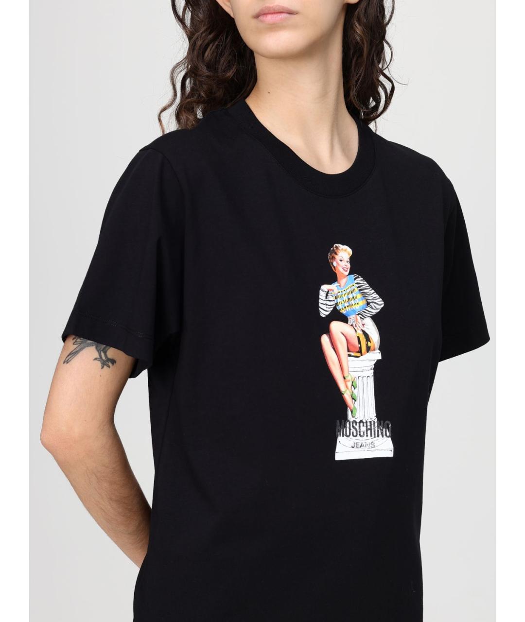 MOSCHINO JEANS Черная хлопковая футболка, фото 3