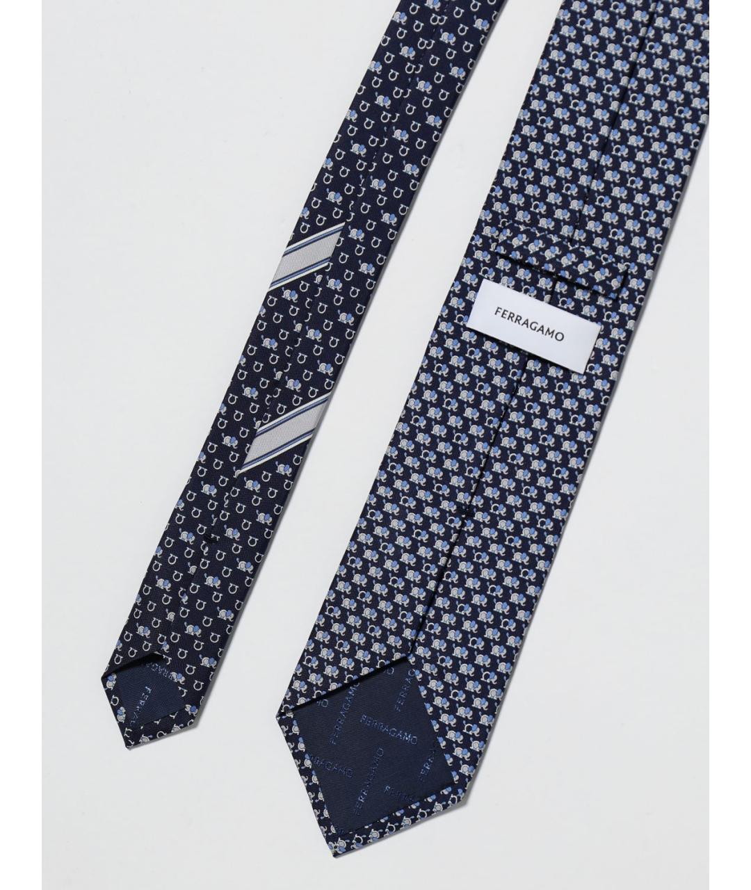 FERRAGAMO Синий шелковый галстук, фото 2