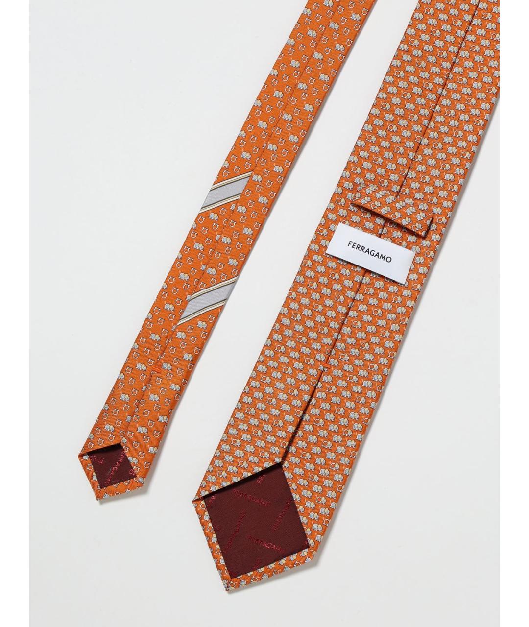 FERRAGAMO Оранжевый шелковый галстук, фото 2