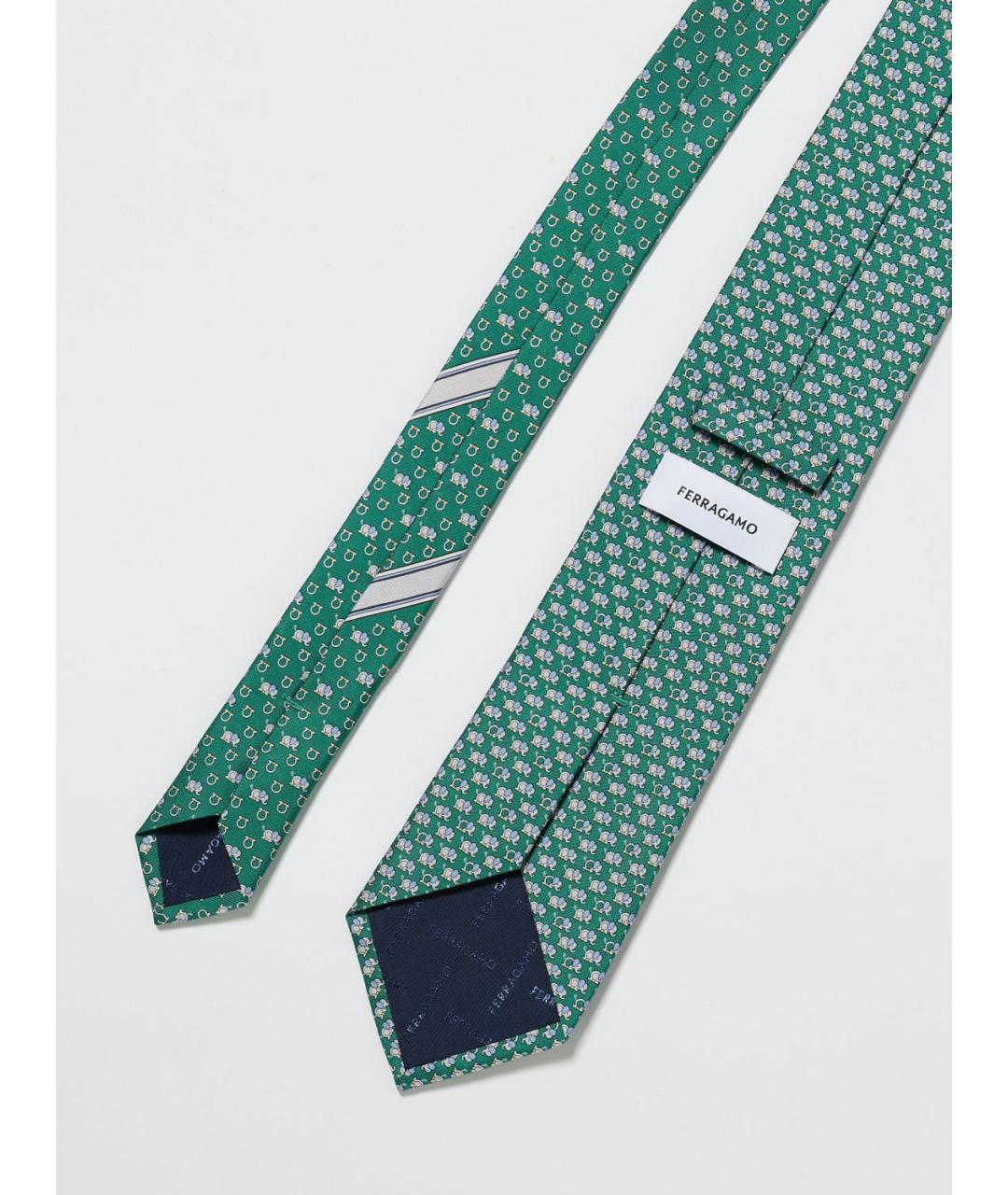 FERRAGAMO Зеленый шелковый галстук, фото 2