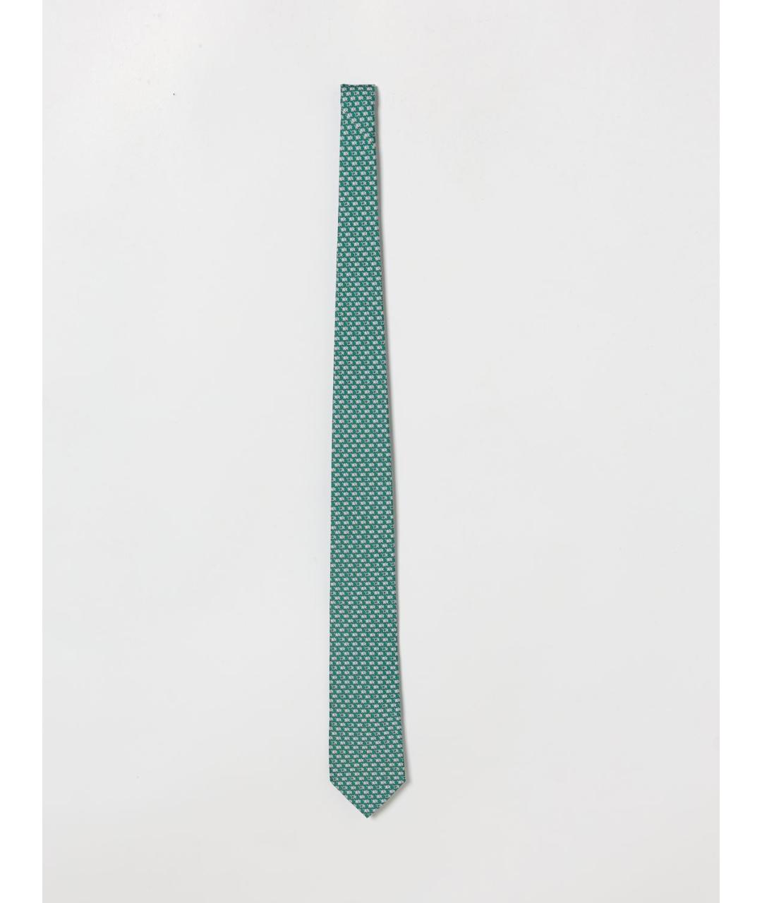 FERRAGAMO Зеленый шелковый галстук, фото 3