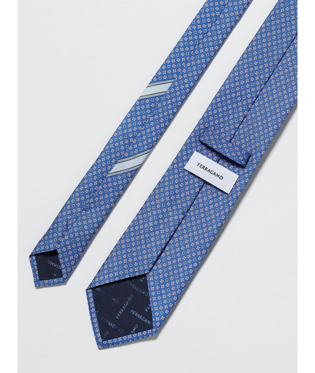 FERRAGAMO Голубой шелковый галстук, фото 2