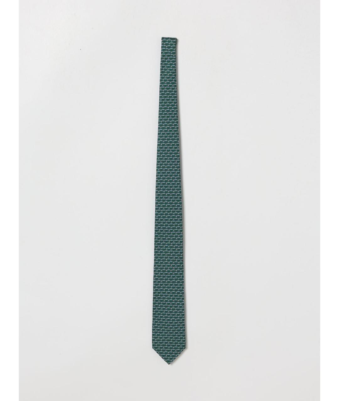 FERRAGAMO Зеленый шелковый галстук, фото 3