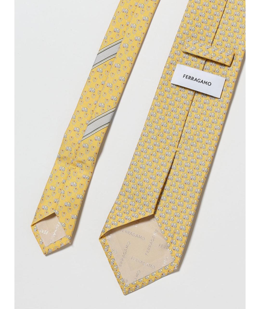 FERRAGAMO Желтый шелковый галстук, фото 2