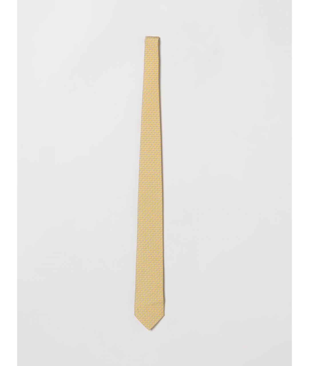 FERRAGAMO Желтый шелковый галстук, фото 3