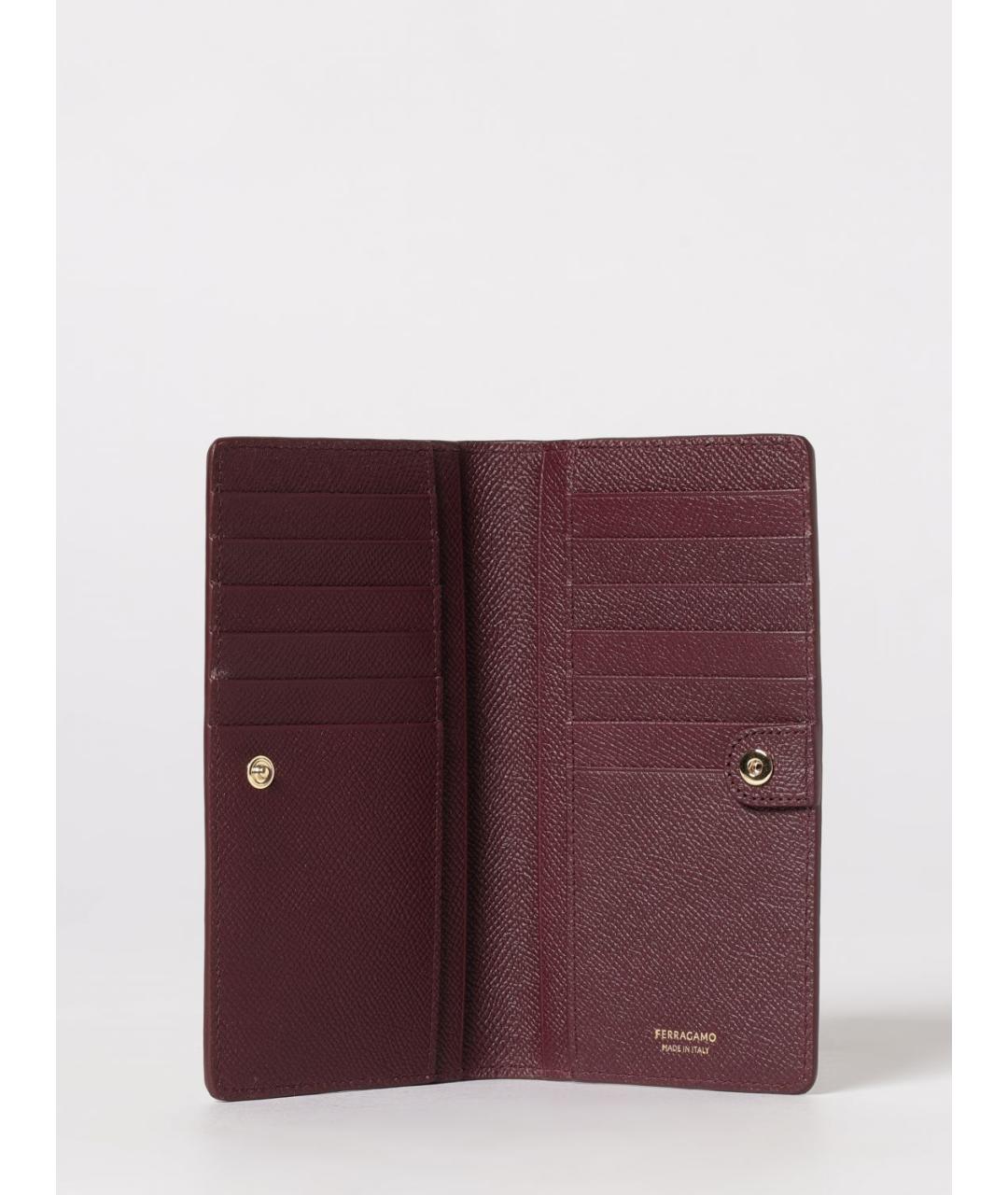 FERRAGAMO Бордовый кожаный кошелек, фото 2
