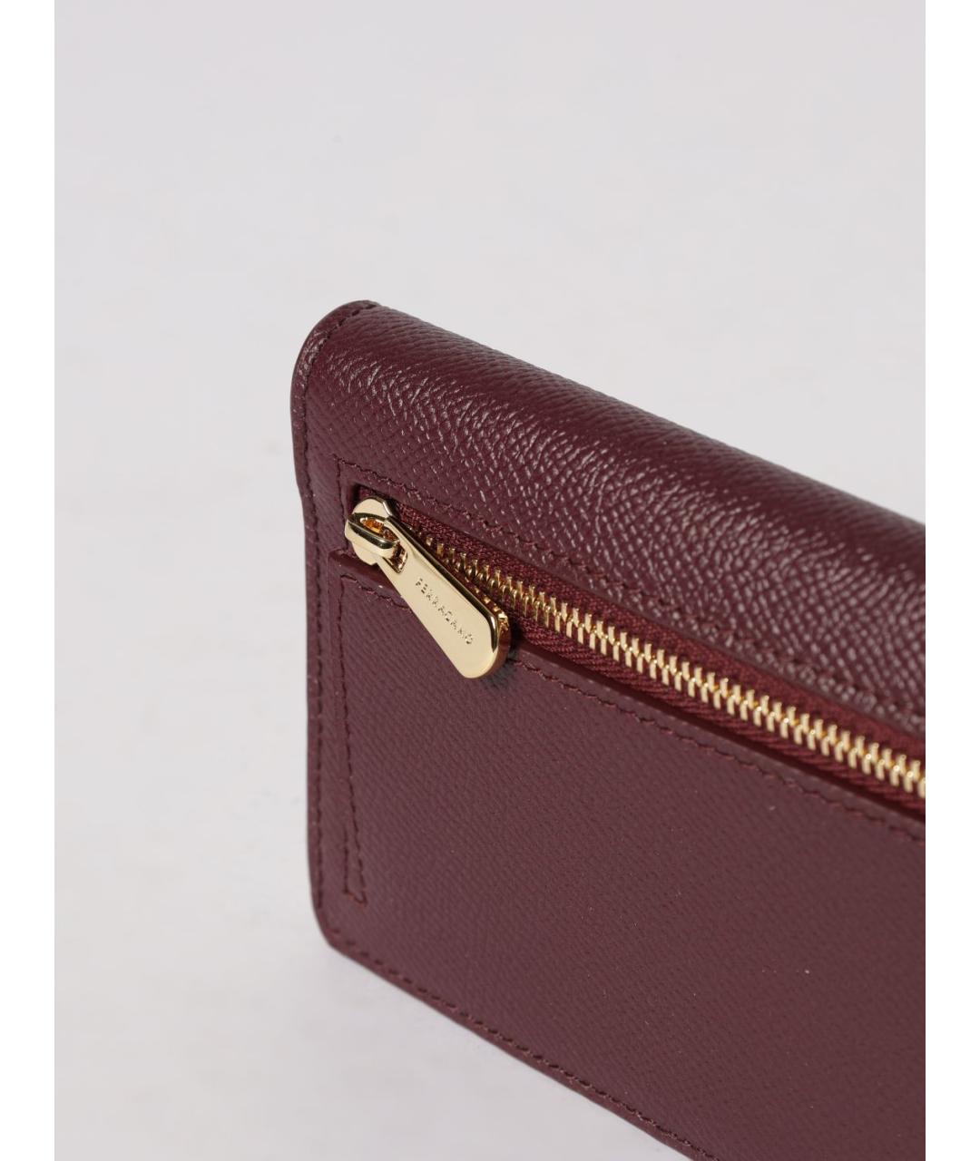 FERRAGAMO Бордовый кожаный кошелек, фото 4