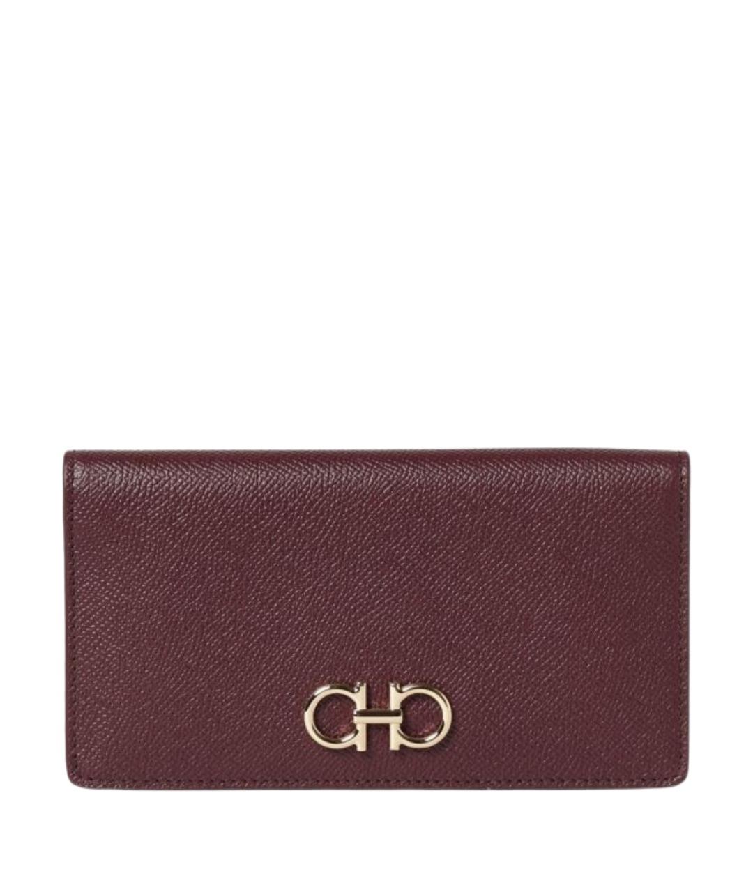 FERRAGAMO Бордовый кожаный кошелек, фото 1