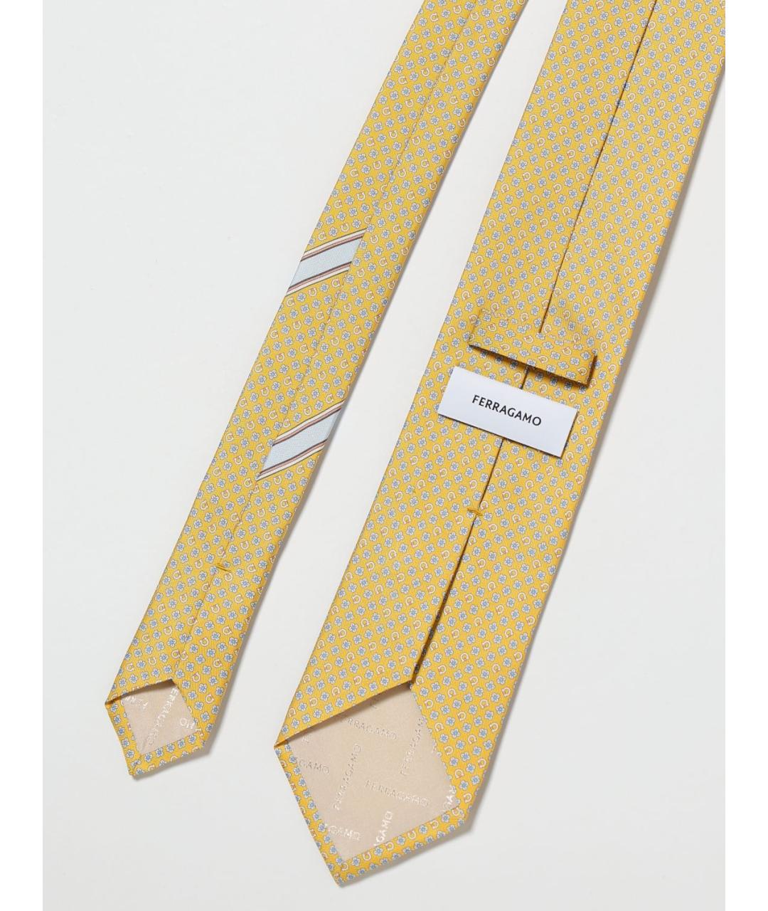 FERRAGAMO Желтый шелковый галстук, фото 2