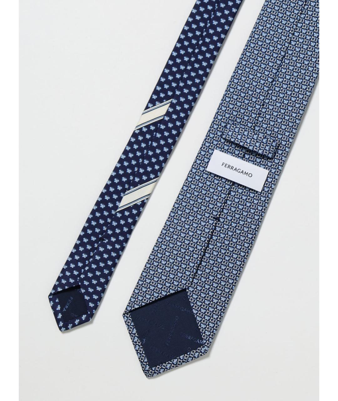 FERRAGAMO Синий шелковый галстук, фото 2