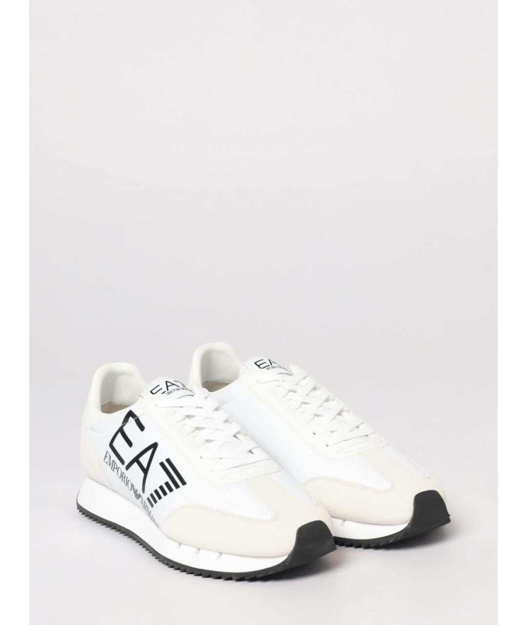 EA7 Белые кожаные низкие кроссовки / кеды, фото 2