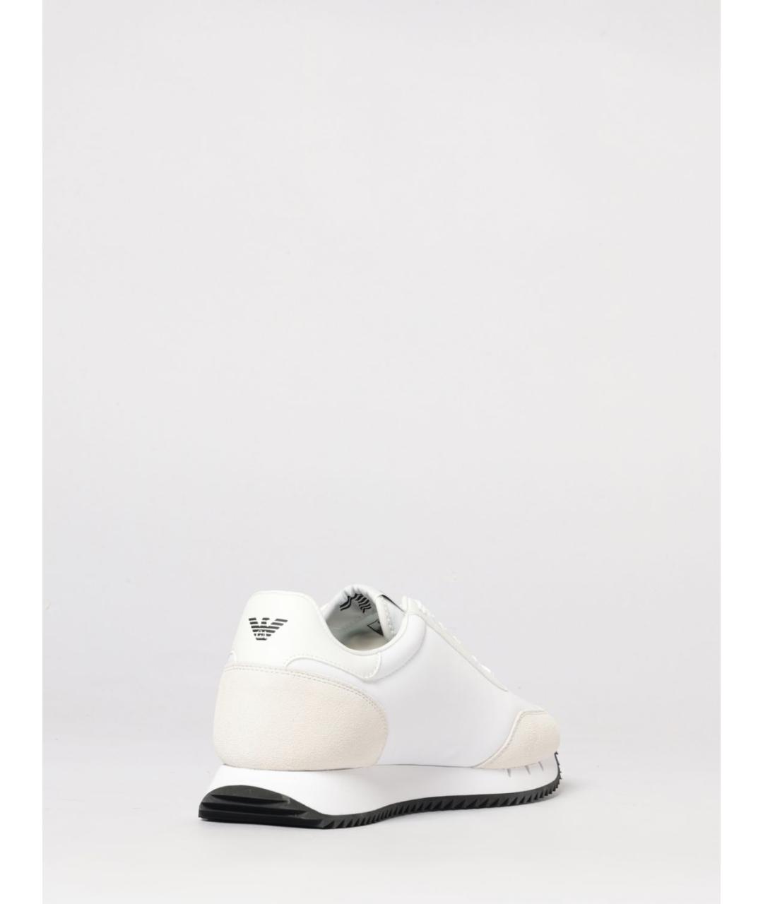 EA7 Белые кожаные низкие кроссовки / кеды, фото 3