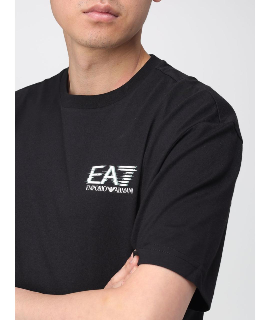 EA7 Черная хлопковая футболка, фото 3