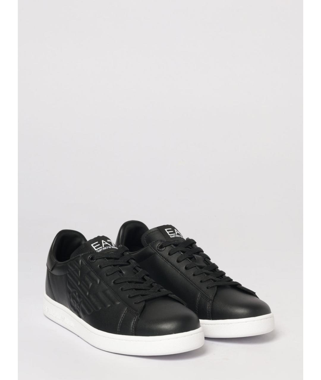 EA7 Черные кожаные низкие кроссовки / кеды, фото 2