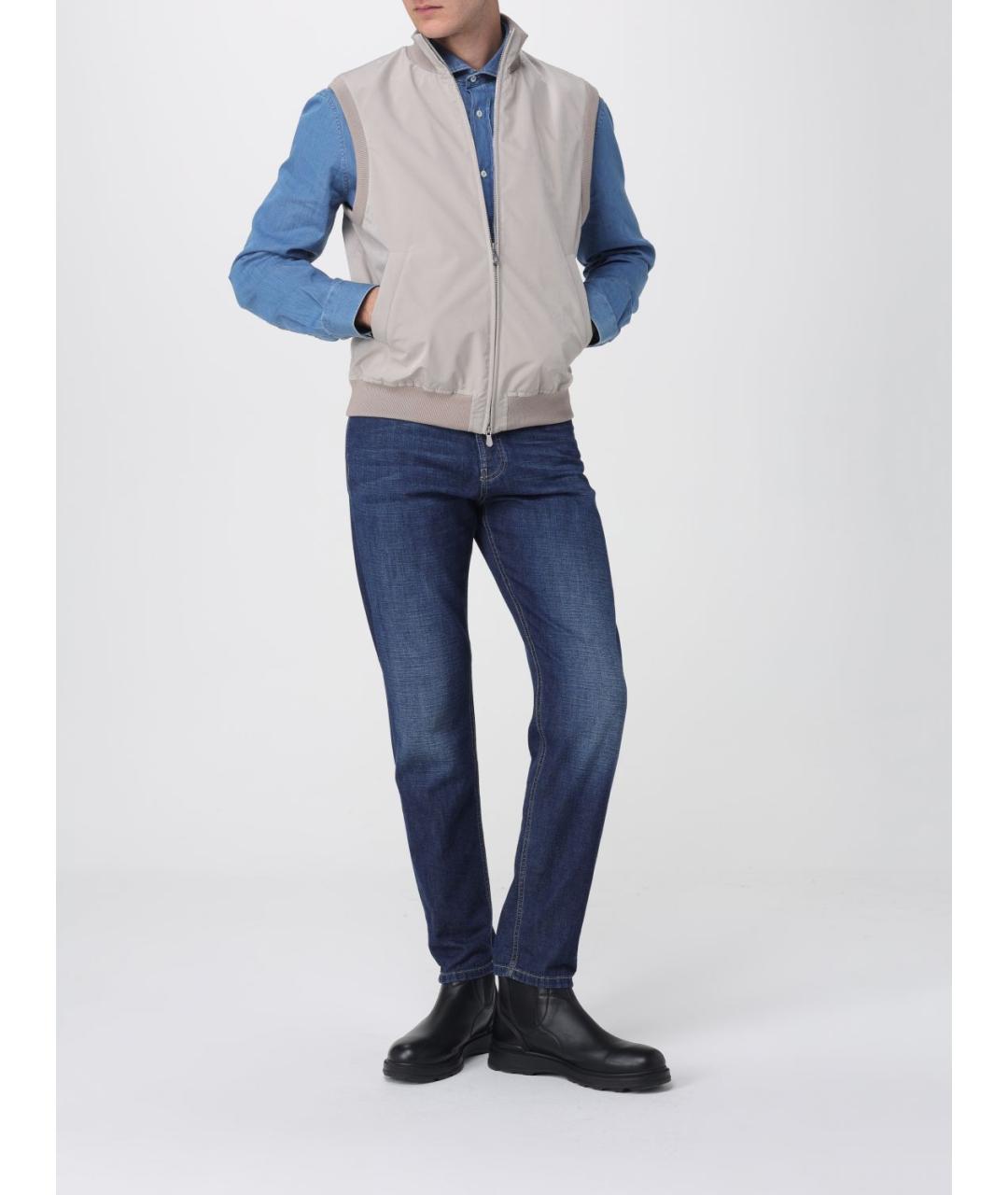 BRUNELLO CUCINELLI Синяя хлопковая кэжуал рубашка, фото 2