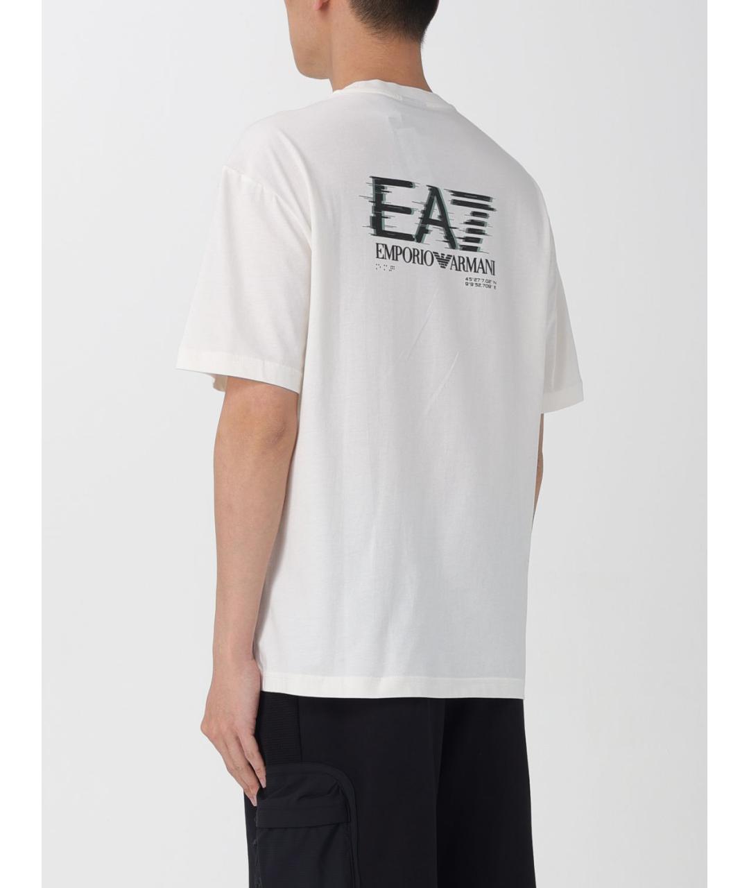 EA7 Белая хлопковая футболка, фото 2