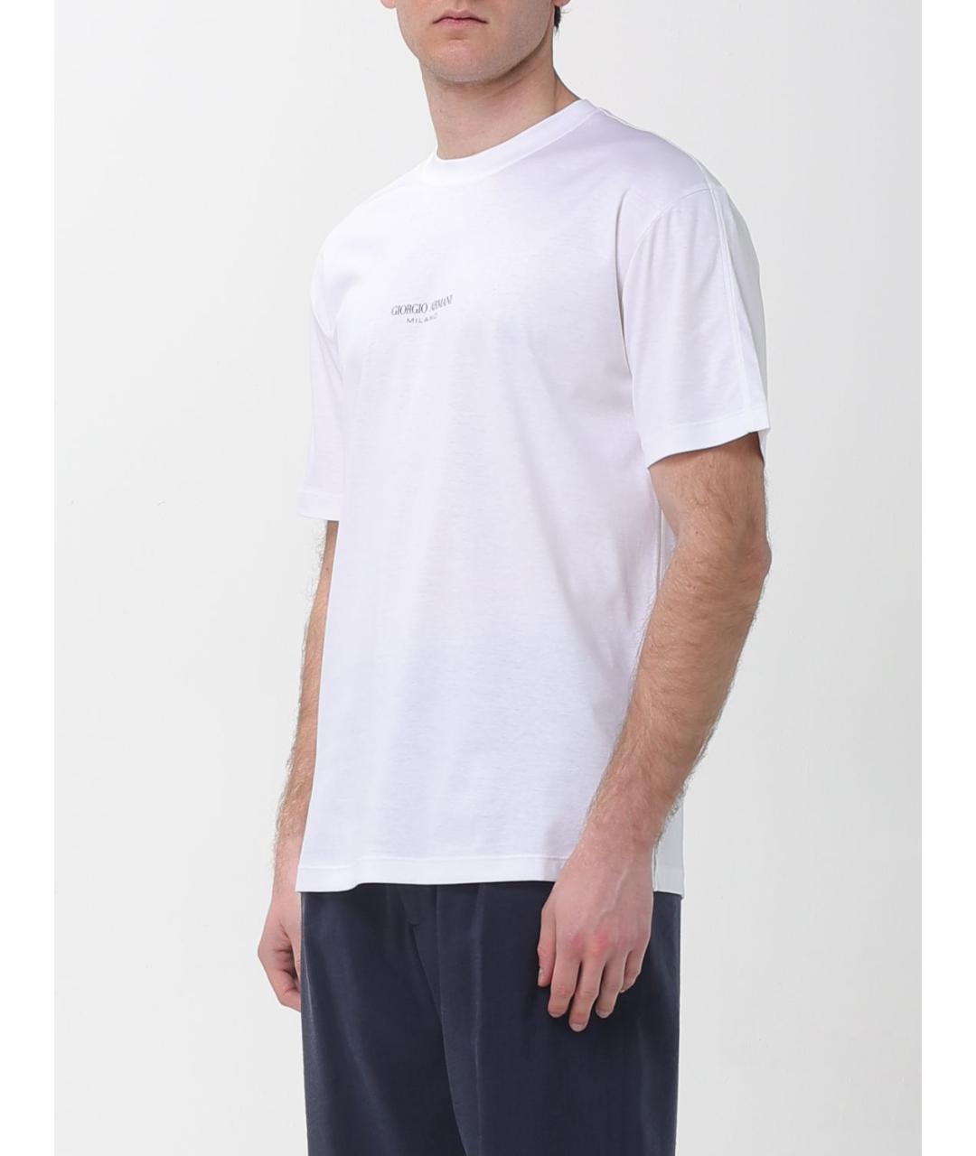 GIORGIO ARMANI Белая хлопковая футболка, фото 4