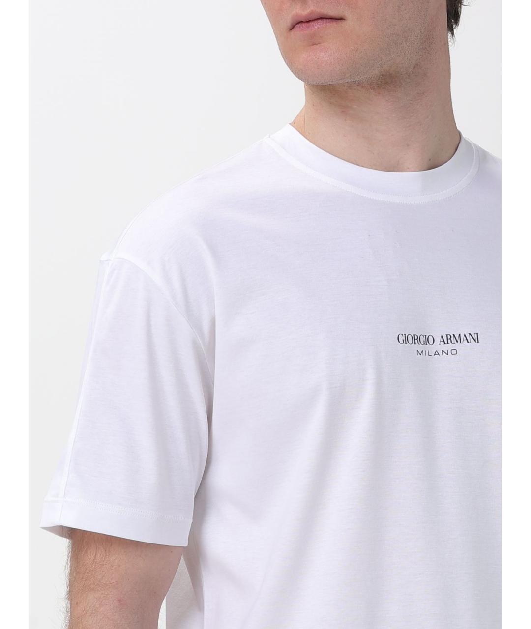 GIORGIO ARMANI Белая хлопковая футболка, фото 5