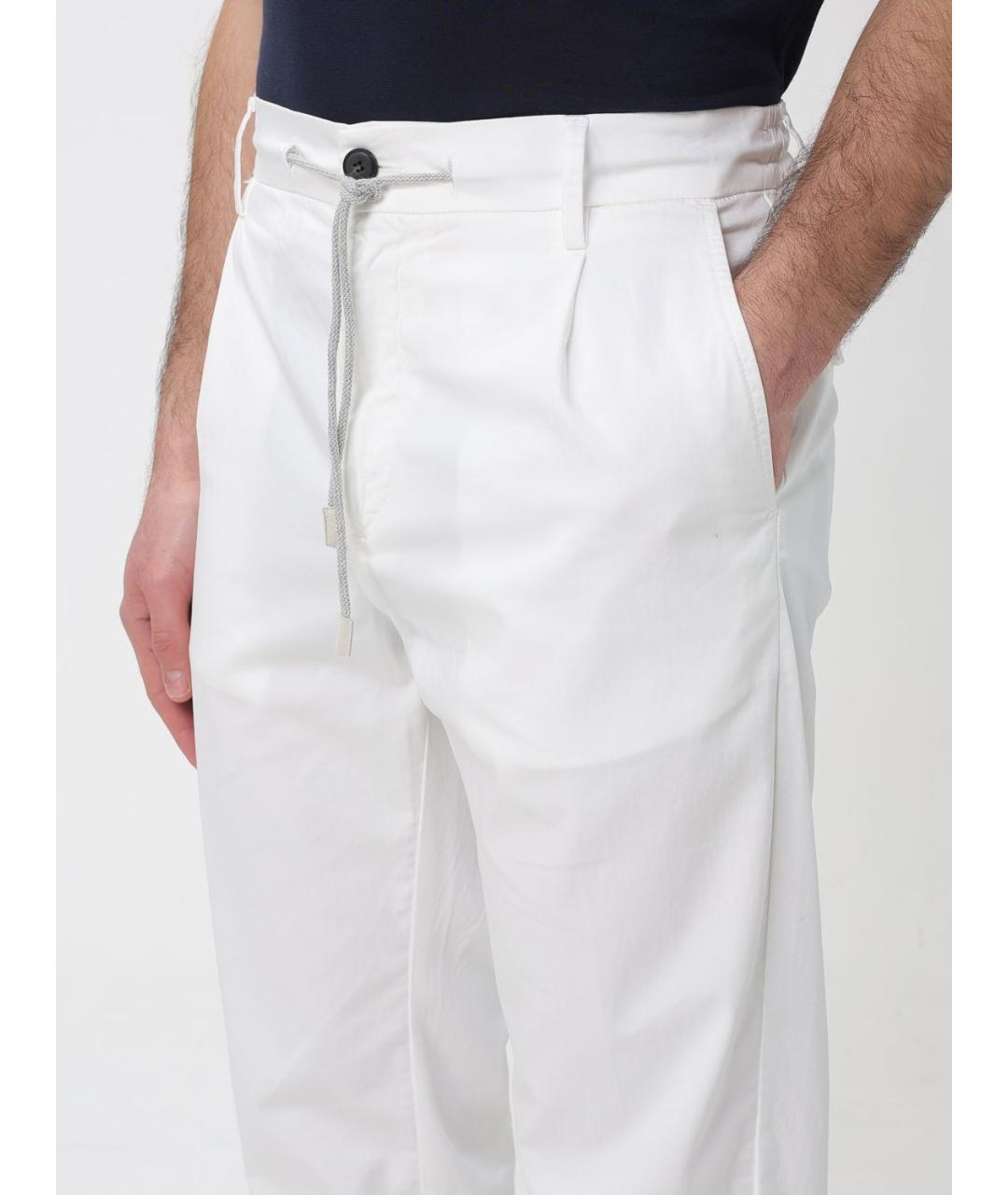 ELEVENTY Белые хлопковые повседневные брюки, фото 3