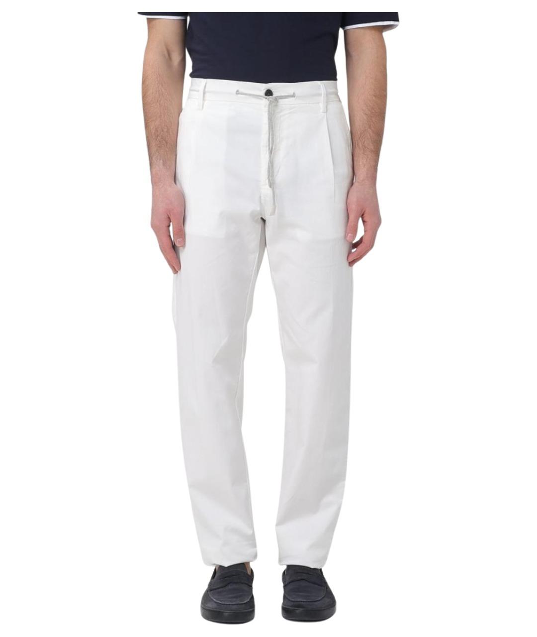 ELEVENTY Белые хлопковые повседневные брюки, фото 1