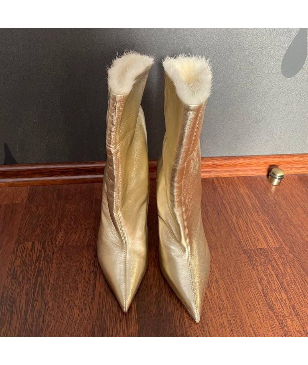 GIUSEPPE ZANOTTI DESIGN Золотые кожаные полусапоги, фото 2