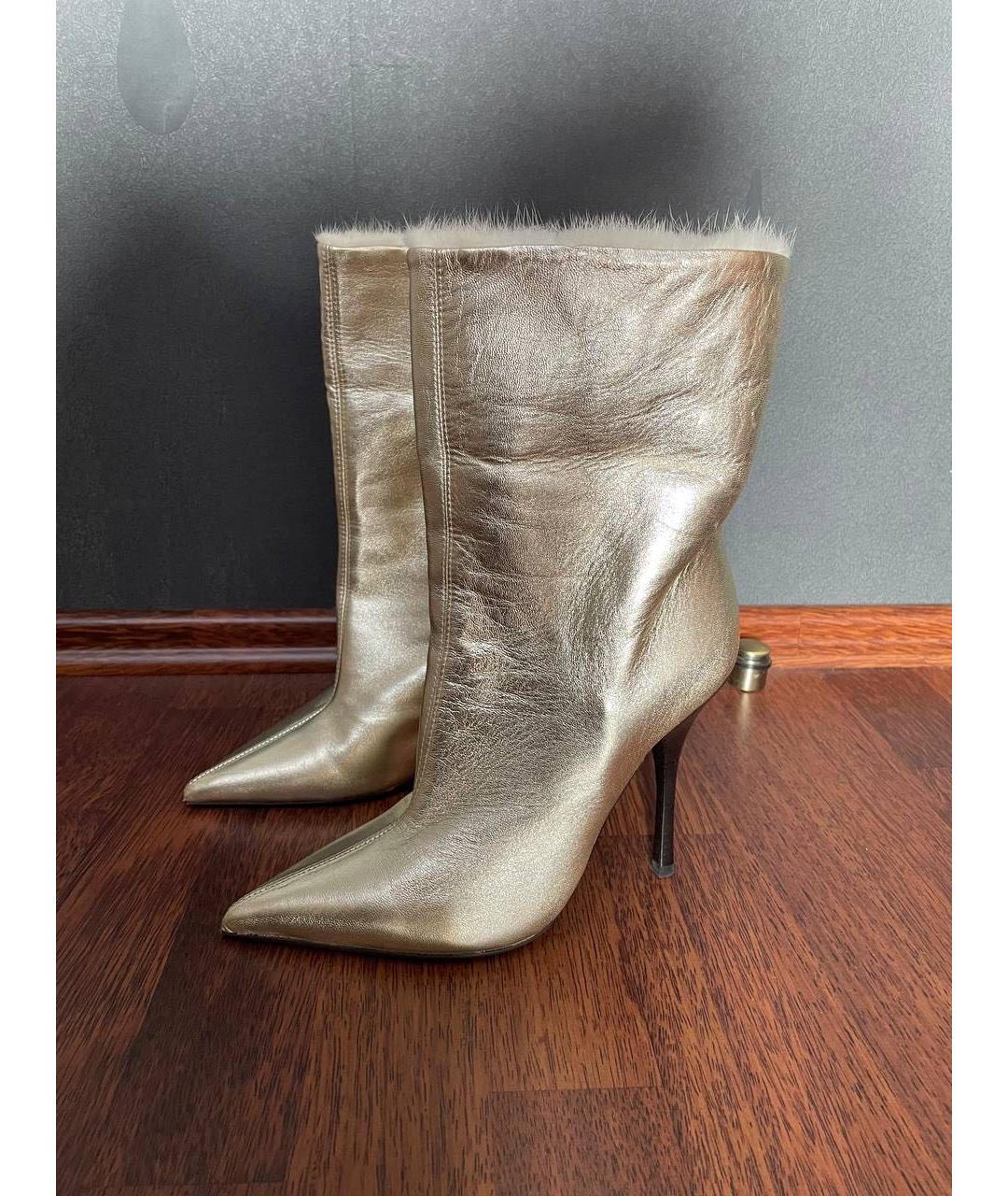 GIUSEPPE ZANOTTI DESIGN Золотые кожаные полусапоги, фото 5