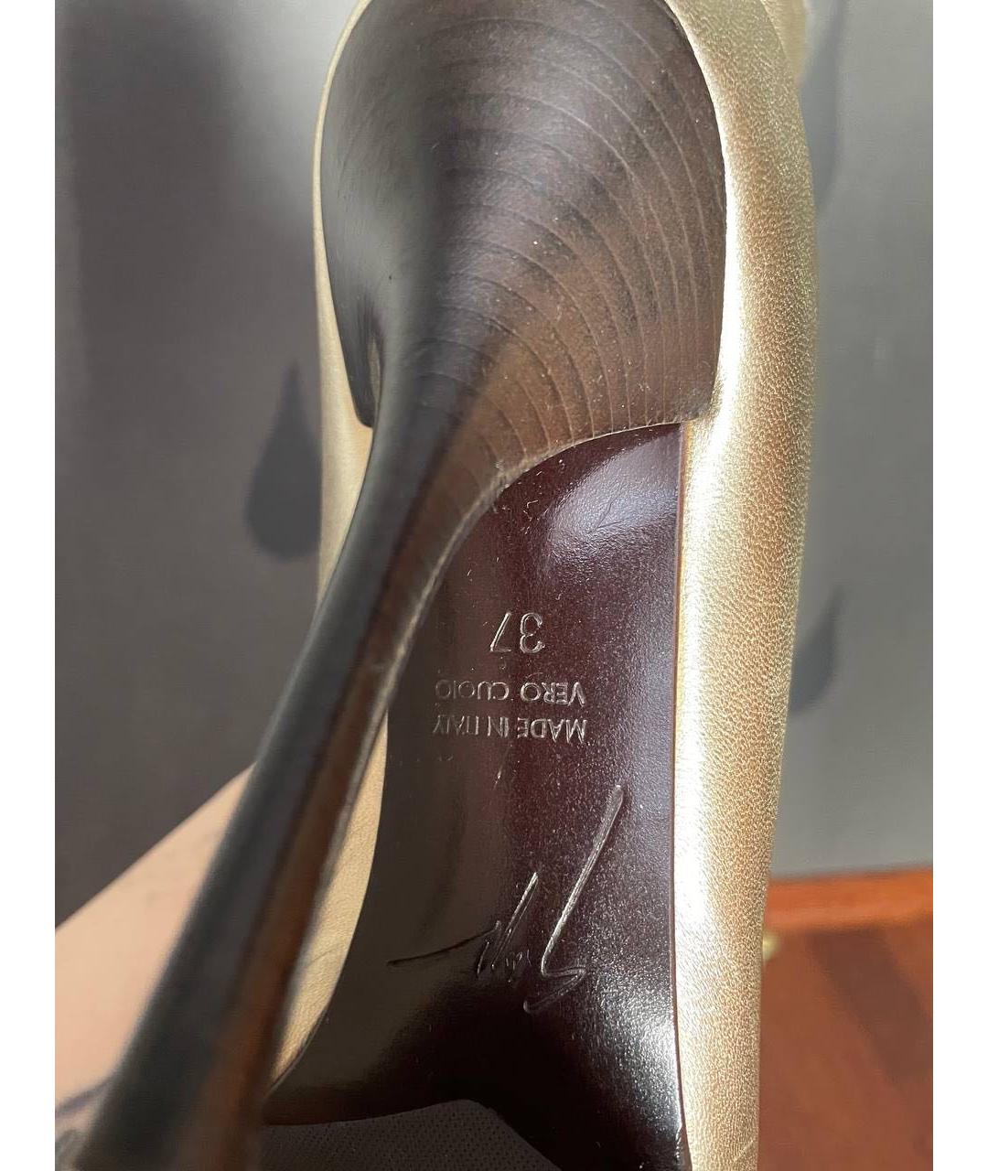 GIUSEPPE ZANOTTI DESIGN Золотые кожаные полусапоги, фото 4