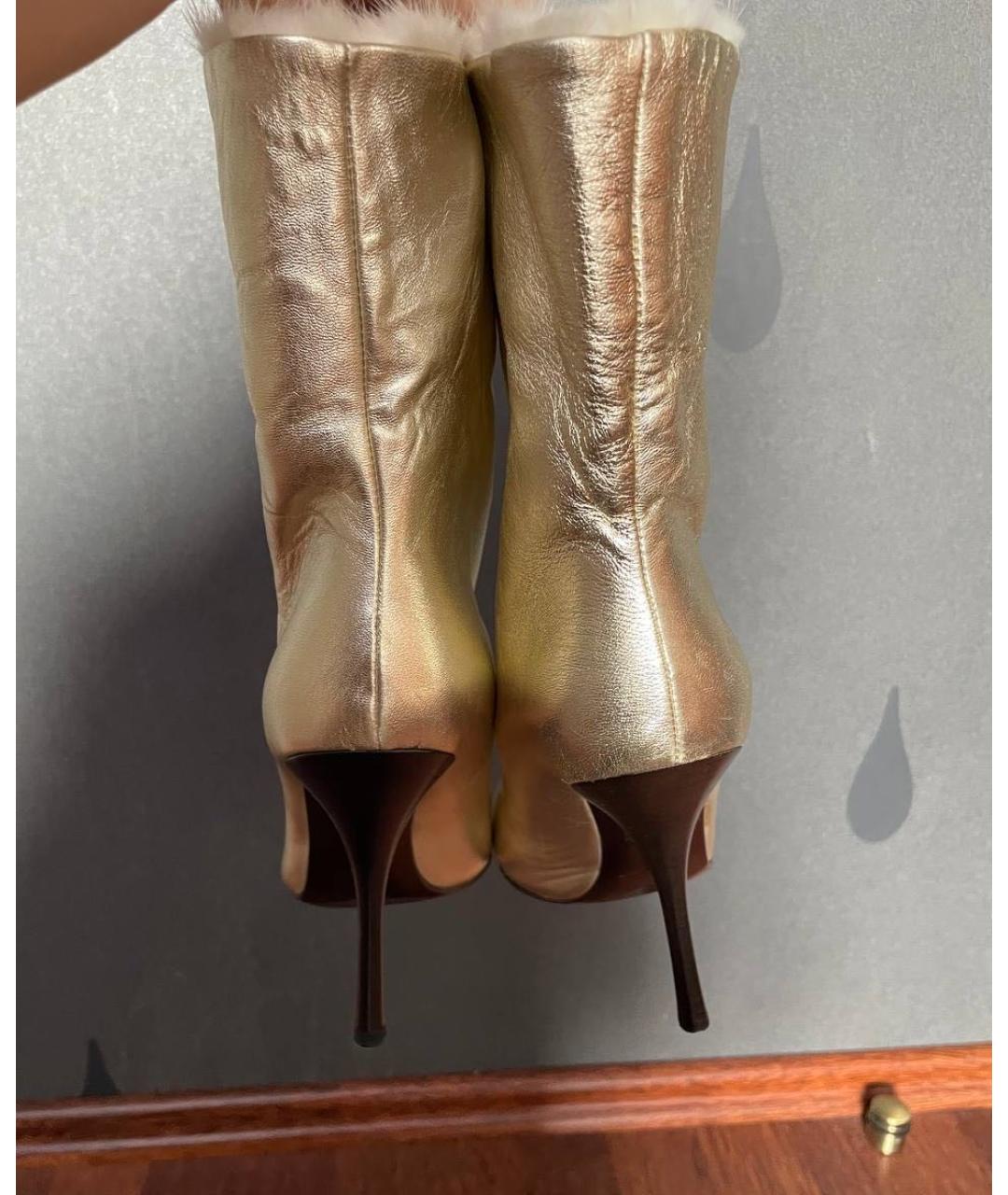 GIUSEPPE ZANOTTI DESIGN Золотые кожаные полусапоги, фото 3