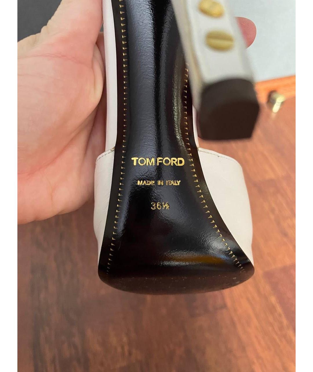 TOM FORD Белые кожаные босоножки, фото 4
