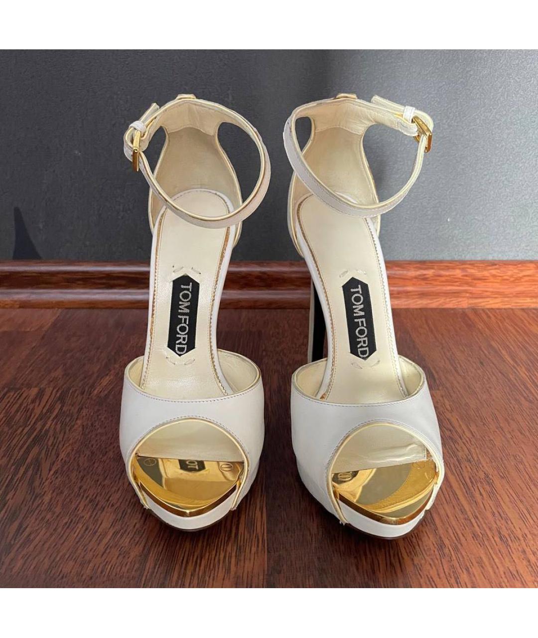 TOM FORD Белые кожаные босоножки, фото 2